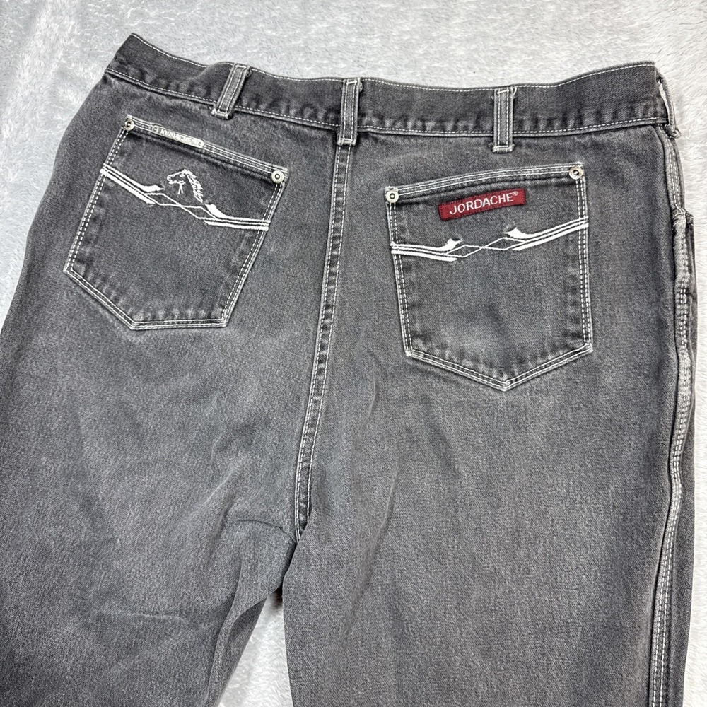 Vintage Jordache Mens Jeans 38 (Fits 34X28) Black Straight Contrast Stitch‎